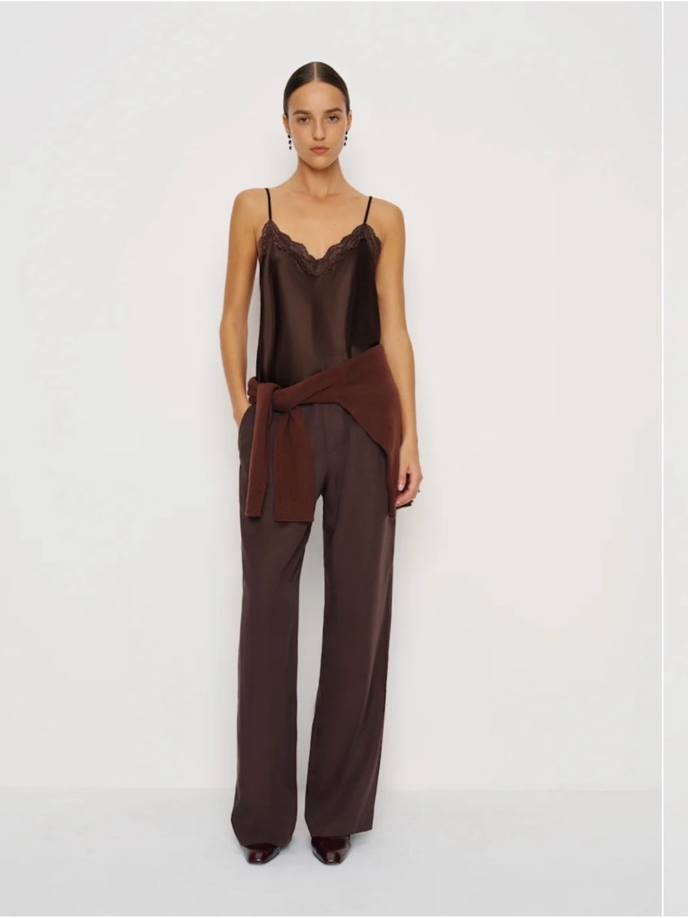 Reformation Teddy Silk Top - Brown - Worn Once - M
